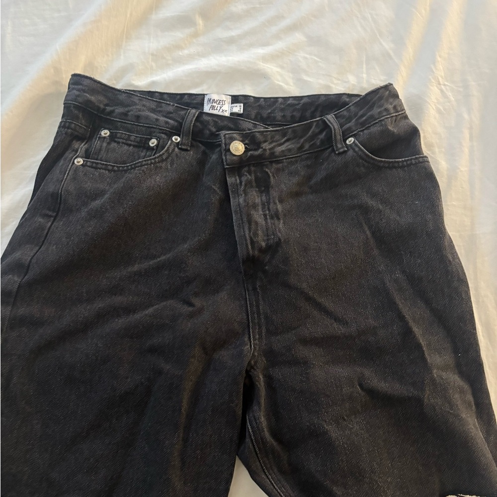 Black Asymmetrical Bermuda Shorts